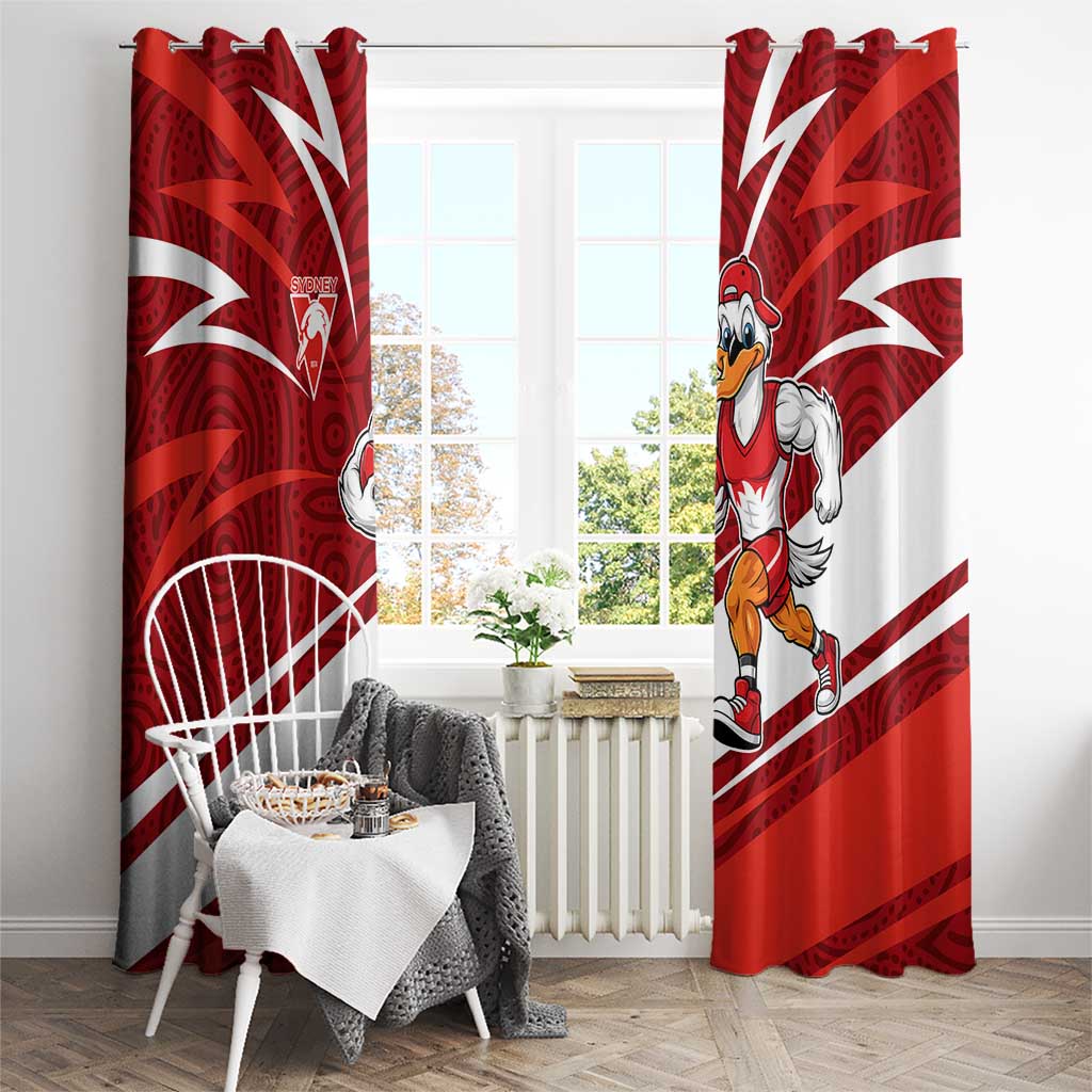 Sydney Swans Australian Football Window Curtain Swans Mascot Art With Indigenous Pattern Art