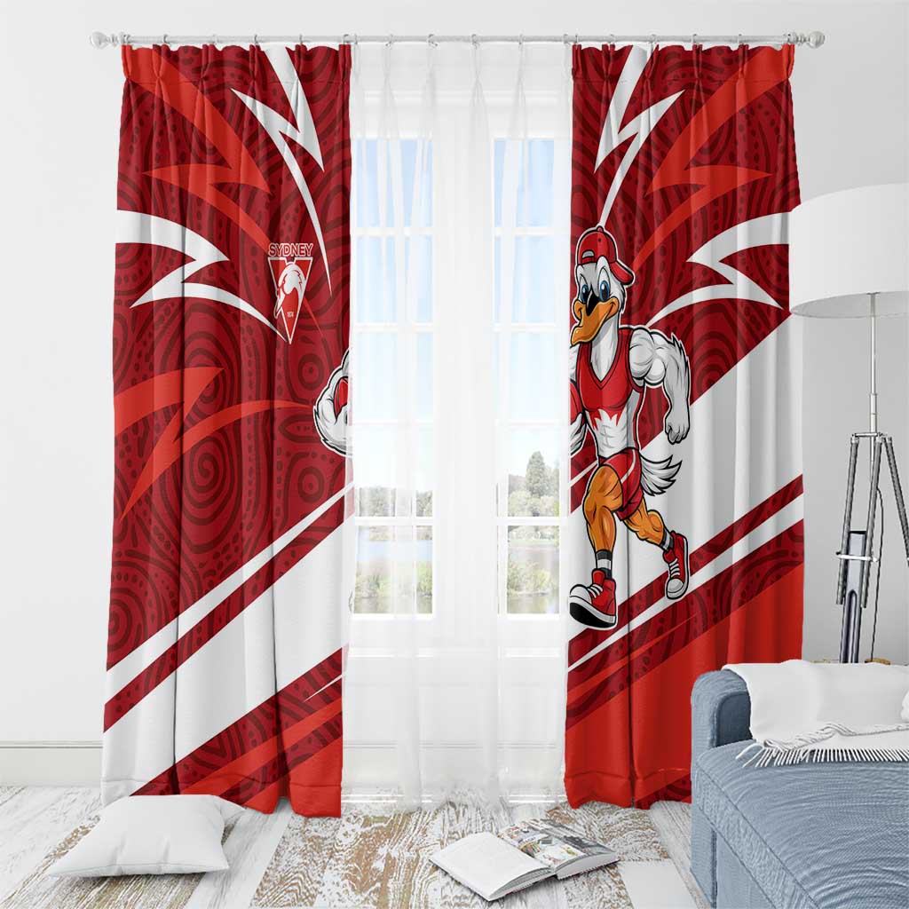 Sydney Swans Australian Football Window Curtain Swans Mascot Art With Indigenous Pattern Art