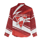 Sydney Swans Australian Football Women Casual Shirt Swans Mascot Art With Indigenous Pattern Art