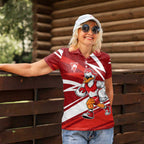 Sydney Swans Australian Football Women Polo Shirt Swans Mascot Art With Indigenous Pattern Art