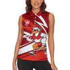 Sydney Swans Australian Football Women Sleeveless Polo Shirt Swans Mascot Art With Indigenous Pattern Art