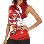 Sydney Swans Australian Football Women Sleeveless Polo Shirt Swans Mascot Art With Indigenous Pattern Art