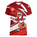 Sydney Swans Australian Football Women V-Neck T-Shirt Swans Mascot Art With Indigenous Pattern Art