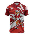 Sydney Swans Australian Football Zipper Polo Shirt Swans Mascot Art With Indigenous Pattern Art