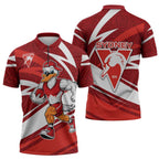 Sydney Swans Australian Football Zipper Polo Shirt Swans Mascot Art With Indigenous Pattern Art