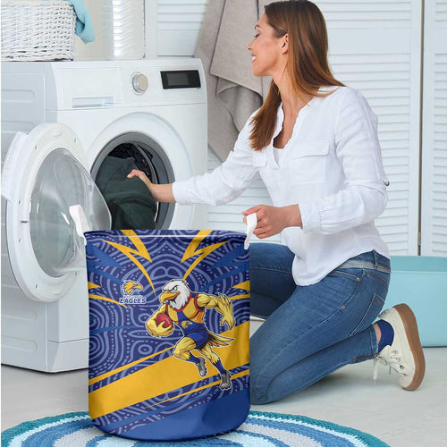 West Coast Eagles Australian Football Laundry Basket Fierce Eagle Mascot With Indigenous Pattern Art