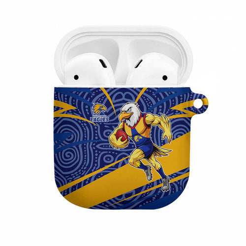 West Coast Eagles Australian Football AirPods Case Fierce Eagle Mascot With Indigenous Pattern Art