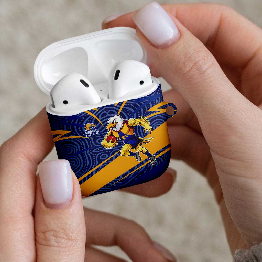 West Coast Eagles Australian Football AirPods Case Fierce Eagle Mascot With Indigenous Pattern Art