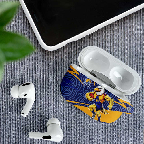 West Coast Eagles Australian Football AirPods Case Fierce Eagle Mascot With Indigenous Pattern Art