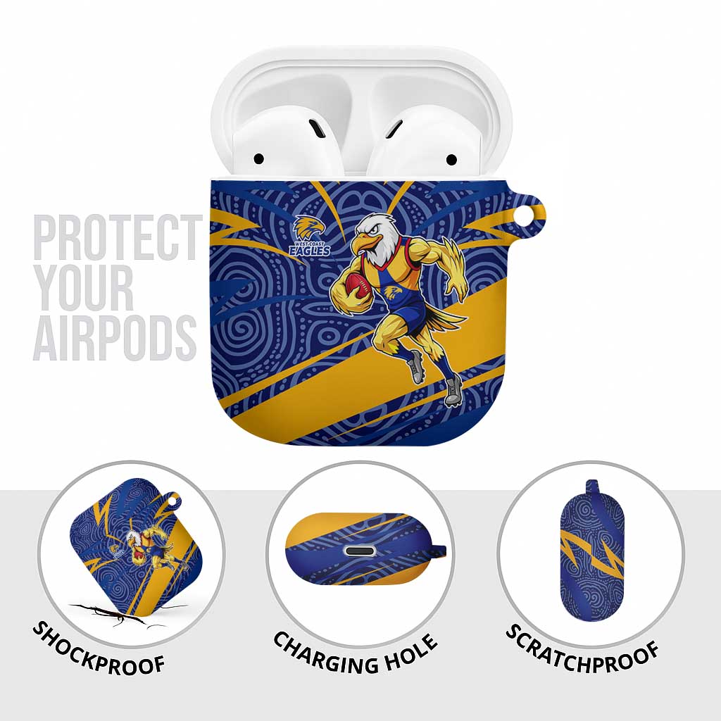 West Coast Eagles Australian Football AirPods Case Fierce Eagle Mascot With Indigenous Pattern Art