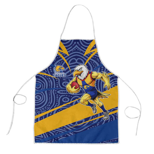West Coast Eagles Australian Football Apron Fierce Eagle Mascot With Indigenous Pattern Art