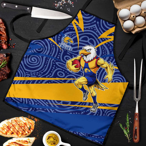 West Coast Eagles Australian Football Apron Fierce Eagle Mascot With Indigenous Pattern Art