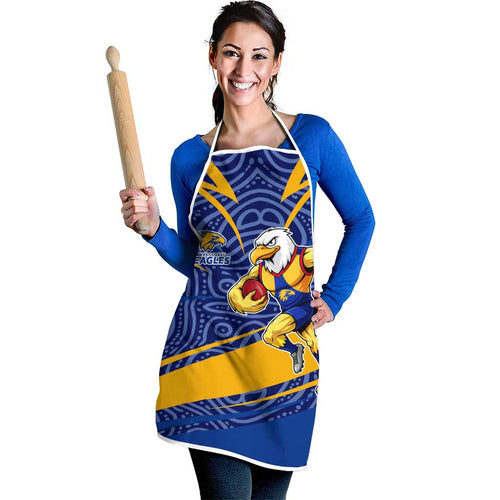 West Coast Eagles Australian Football Apron Fierce Eagle Mascot With Indigenous Pattern Art