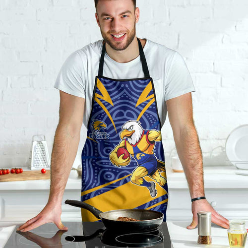 West Coast Eagles Australian Football Apron Fierce Eagle Mascot With Indigenous Pattern Art