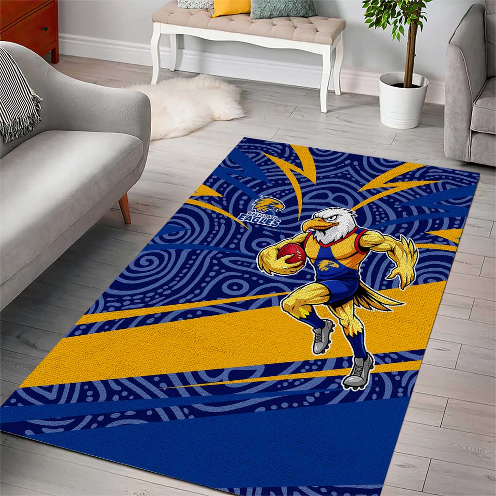 West Coast Eagles Australian Football Area Rug Fierce Eagle Mascot With Indigenous Pattern Art
