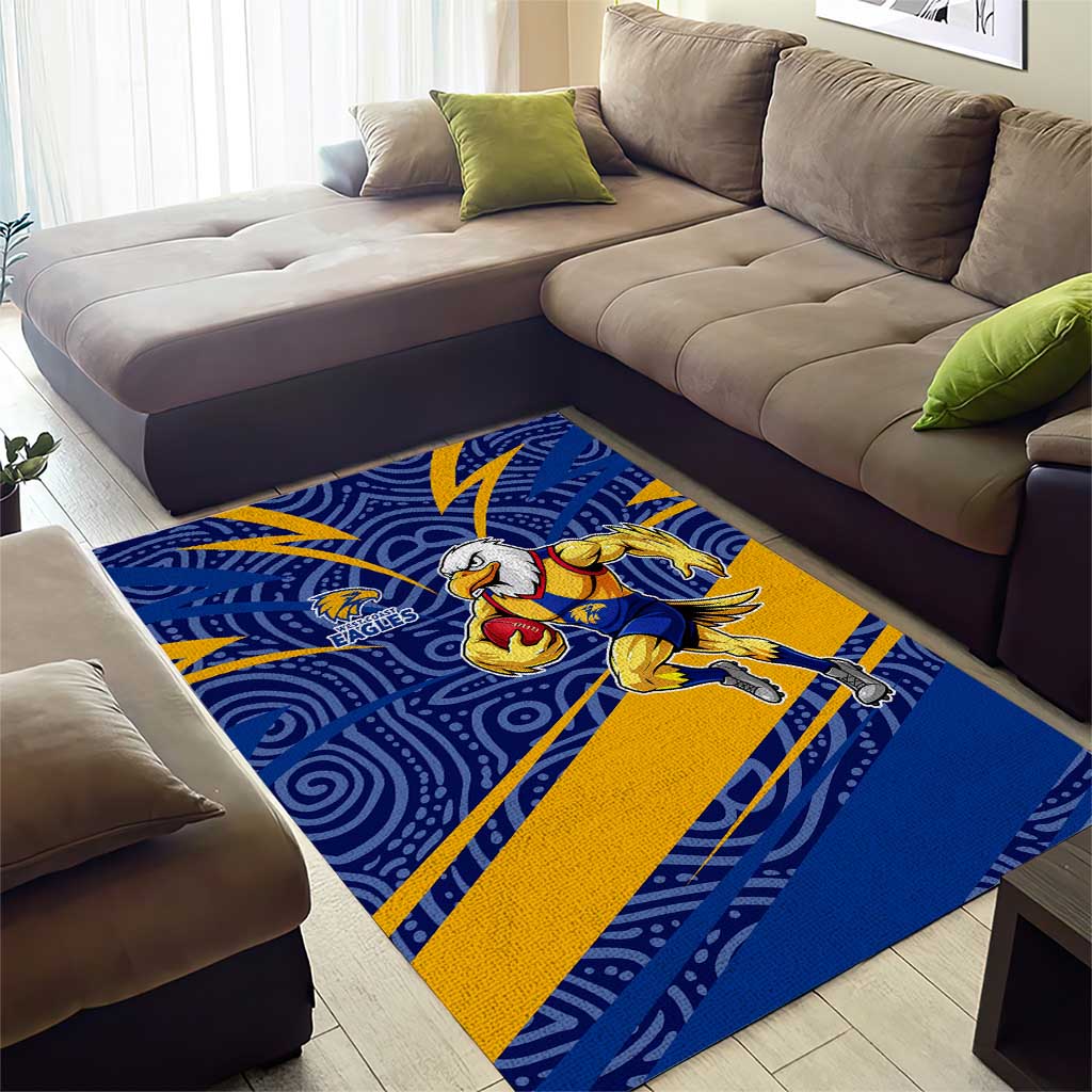 West Coast Eagles Australian Football Area Rug Fierce Eagle Mascot With Indigenous Pattern Art