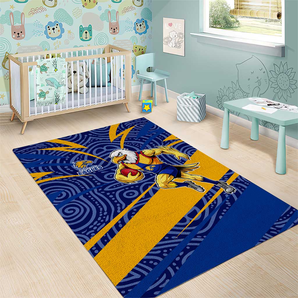 West Coast Eagles Australian Football Area Rug Fierce Eagle Mascot With Indigenous Pattern Art