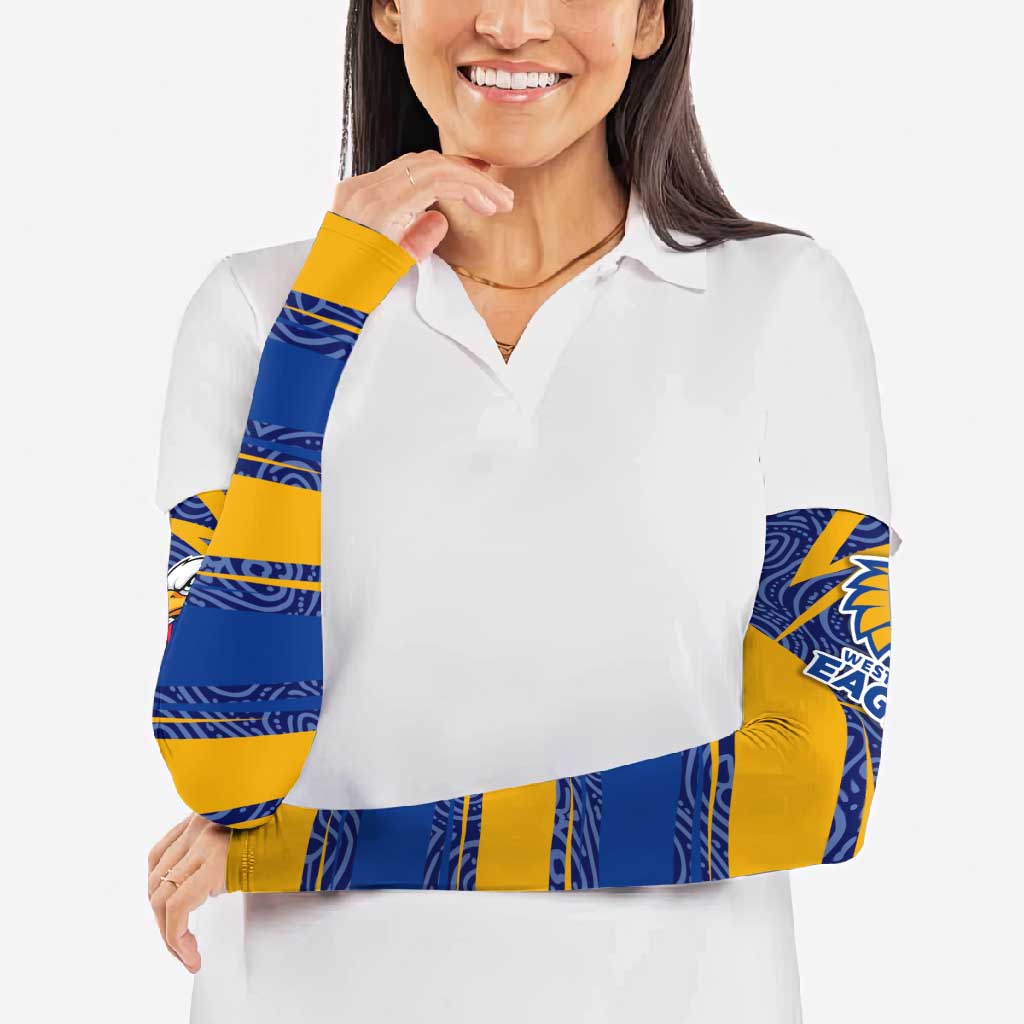 West Coast Eagles Australian Football Arm Sleeves Fierce Eagle Mascot With Indigenous Pattern Art