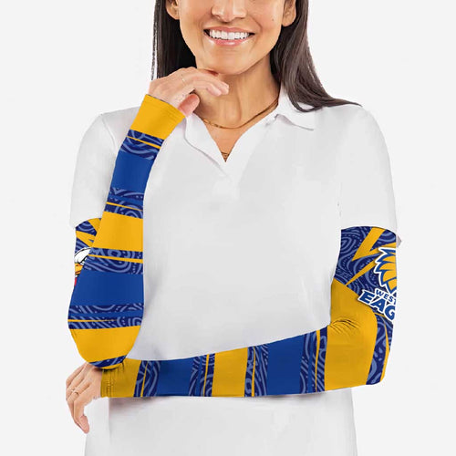 West Coast Eagles Australian Football Arm Sleeves Fierce Eagle Mascot With Indigenous Pattern Art