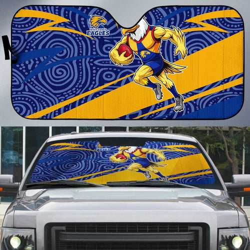 West Coast Eagles Australian Football Auto Sun Shade Fierce Eagle Mascot With Indigenous Pattern Art