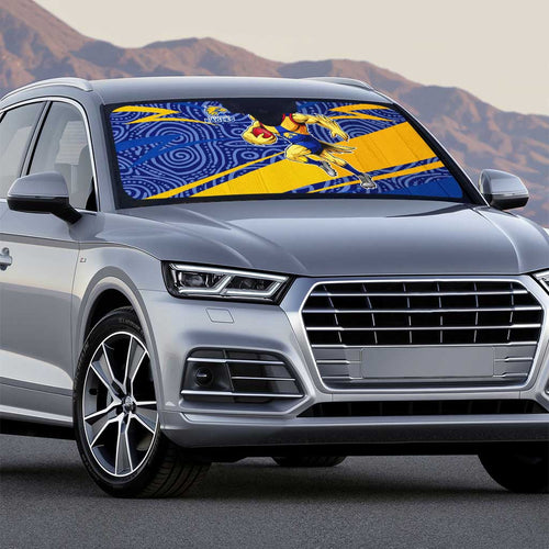 West Coast Eagles Australian Football Auto Sun Shade Fierce Eagle Mascot With Indigenous Pattern Art