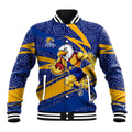 West Coast Eagles Australian Football Baseball Jacket Fierce Eagle Mascot With Indigenous Pattern Art