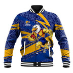 West Coast Eagles Australian Football Baseball Jacket Fierce Eagle Mascot With Indigenous Pattern Art