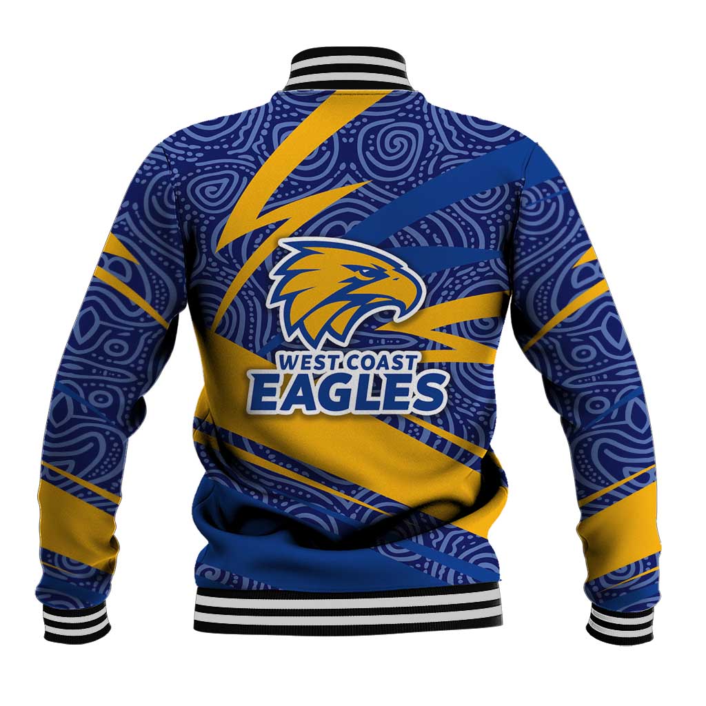 West Coast Eagles Australian Football Baseball Jacket Fierce Eagle Mascot With Indigenous Pattern Art
