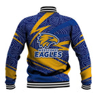 West Coast Eagles Australian Football Baseball Jacket Fierce Eagle Mascot With Indigenous Pattern Art