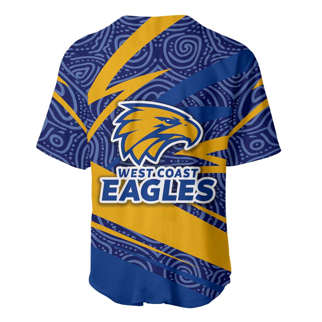 West Coast Eagles Australian Football Baseball Jersey Fierce Eagle Mascot With Indigenous Pattern Art