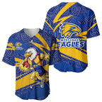 West Coast Eagles Australian Football Baseball Jersey Fierce Eagle Mascot With Indigenous Pattern Art