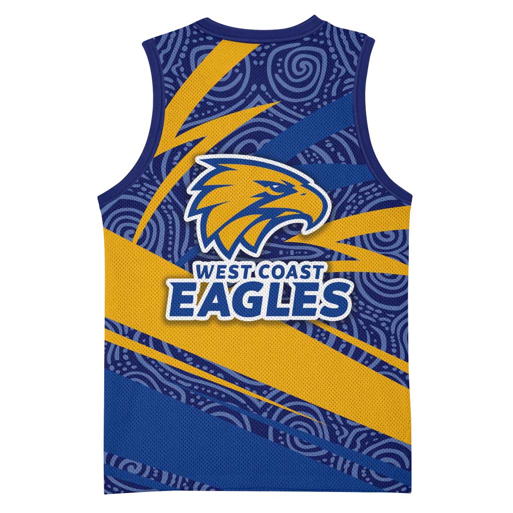 West Coast Eagles Australian Football Basketball Jersey Fierce Eagle Mascot With Indigenous Pattern Art