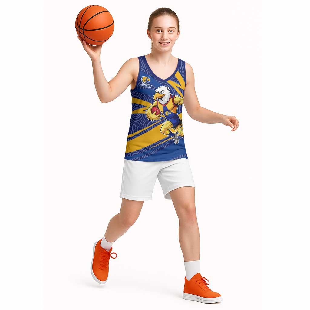 West Coast Eagles Australian Football Basketball Jersey Fierce Eagle Mascot With Indigenous Pattern Art