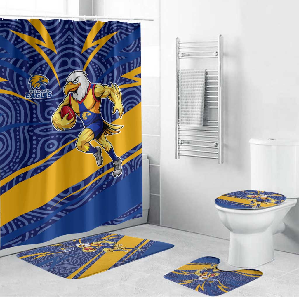 West Coast Eagles Australian Football Bathroom Set Fierce Eagle Mascot With Indigenous Pattern Art