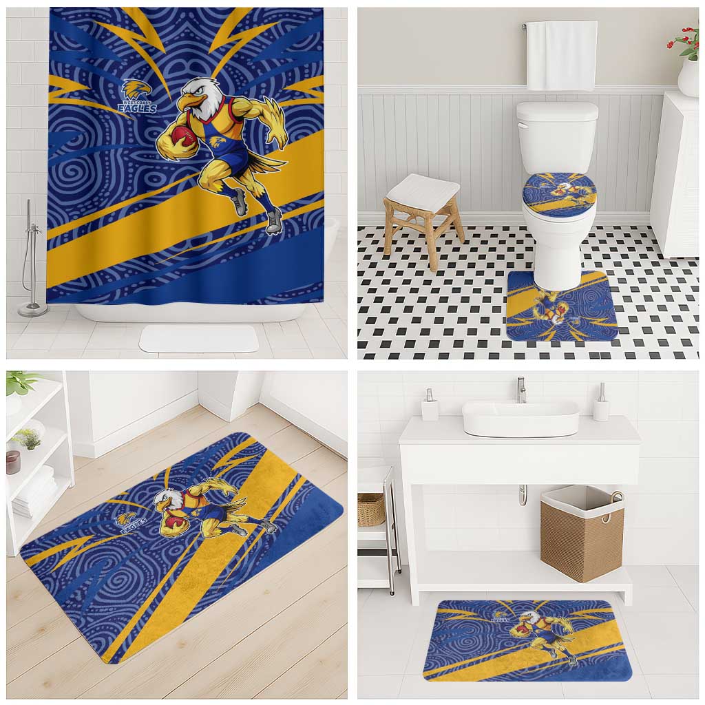 West Coast Eagles Australian Football Bathroom Set Fierce Eagle Mascot With Indigenous Pattern Art