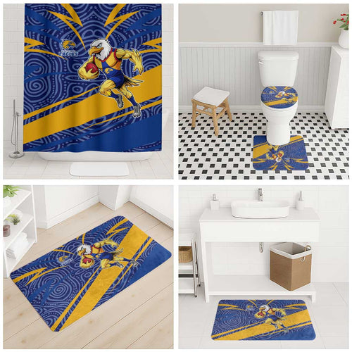 West Coast Eagles Australian Football Bathroom Set Fierce Eagle Mascot With Indigenous Pattern Art