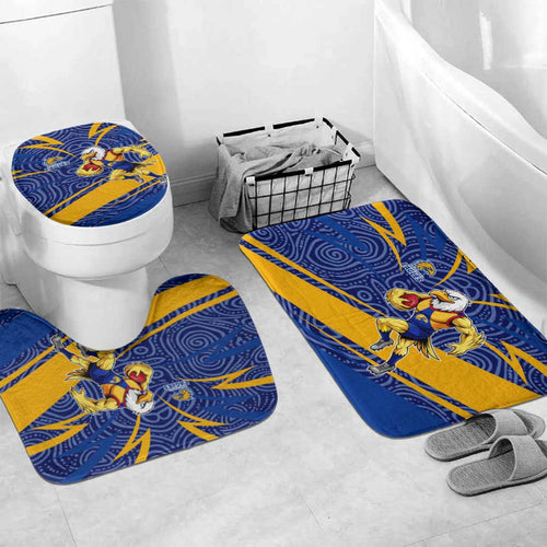 West Coast Eagles Australian Football Bathroom Set Fierce Eagle Mascot With Indigenous Pattern Art