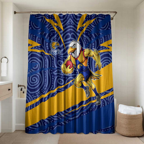 West Coast Eagles Australian Football Bathroom Set Fierce Eagle Mascot With Indigenous Pattern Art