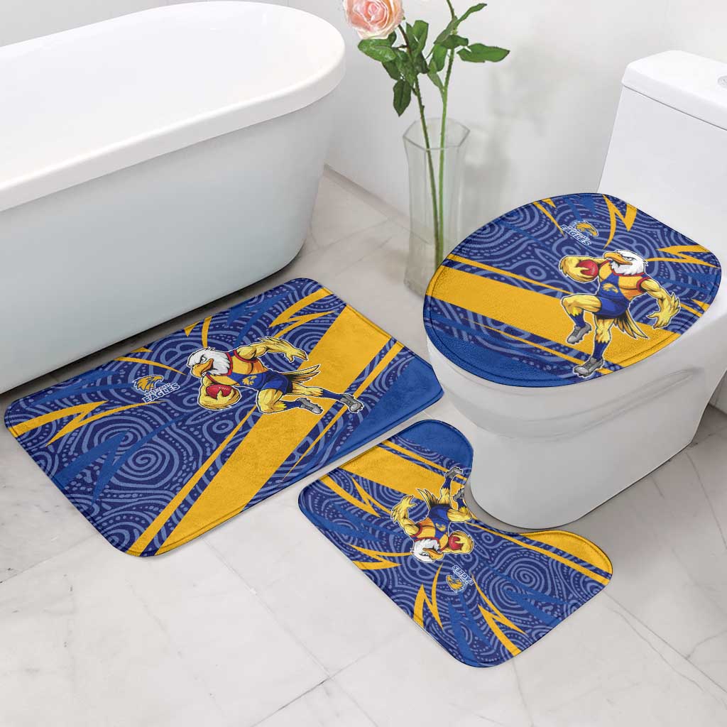 West Coast Eagles Australian Football Bathroom Set Fierce Eagle Mascot With Indigenous Pattern Art