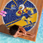 West Coast Eagles Australian Football Beach Blanket Fierce Eagle Mascot With Indigenous Pattern Art