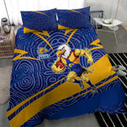 West Coast Eagles Australian Football Bedding Set Fierce Eagle Mascot With Indigenous Pattern Art