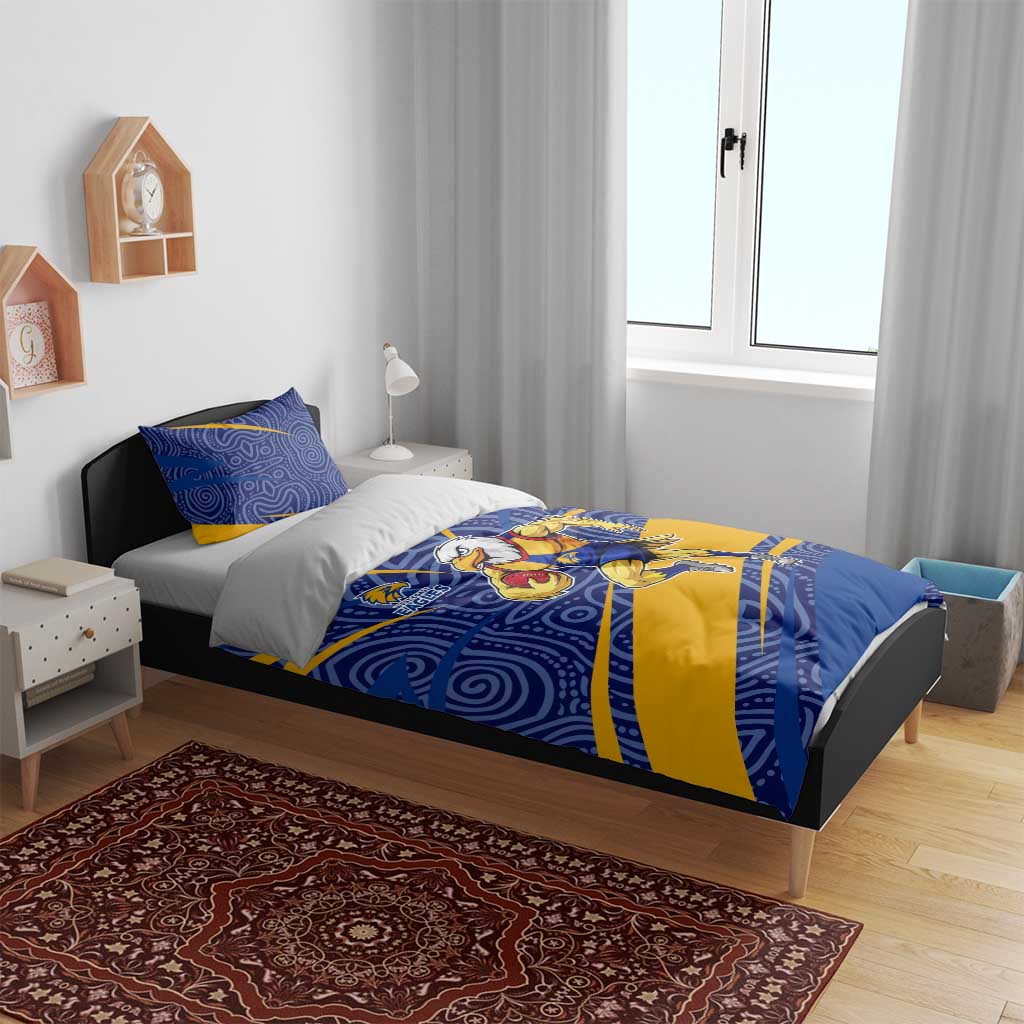 West Coast Eagles Australian Football Bedding Set Fierce Eagle Mascot With Indigenous Pattern Art