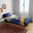 West Coast Eagles Australian Football Bedding Set Fierce Eagle Mascot With Indigenous Pattern Art