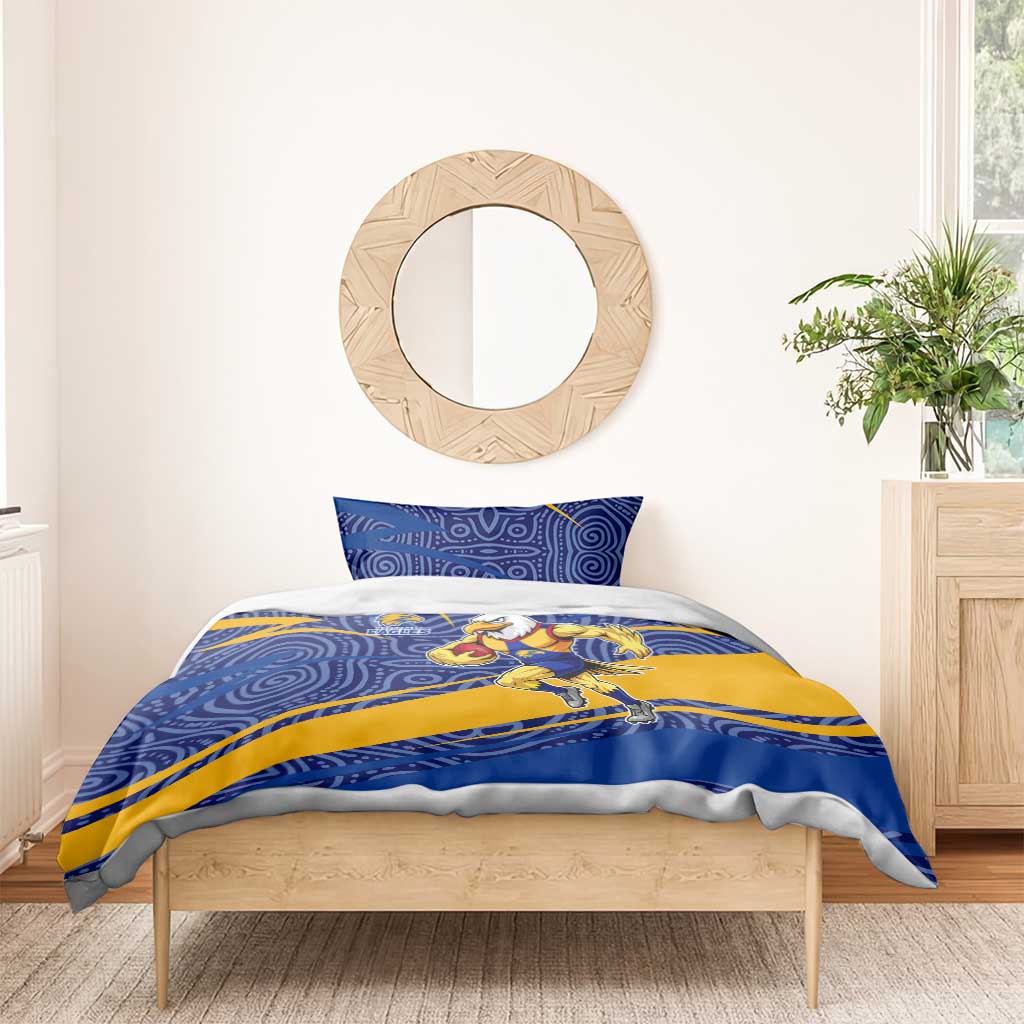 West Coast Eagles Australian Football Bedding Set Fierce Eagle Mascot With Indigenous Pattern Art