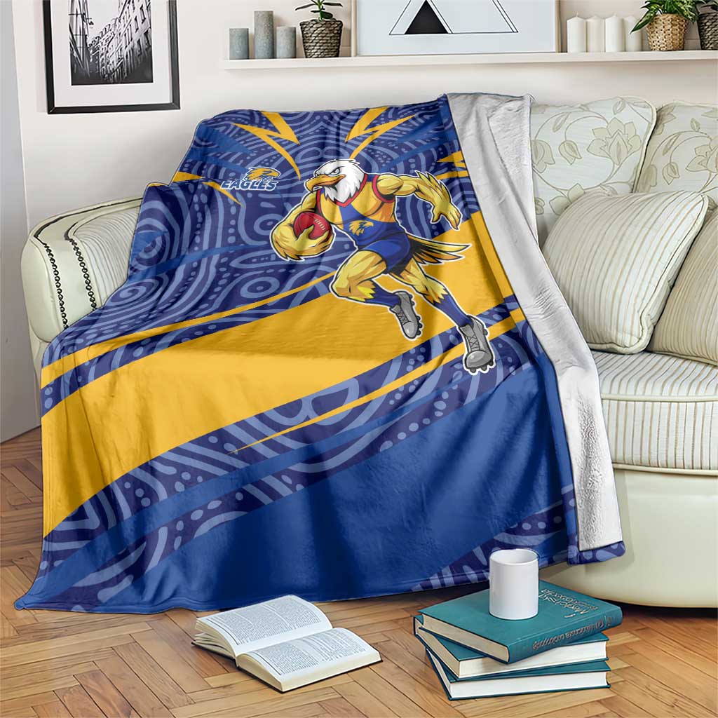 West Coast Eagles Australian Football Blanket Fierce Eagle Mascot With Indigenous Pattern Art