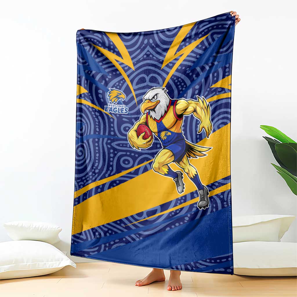 West Coast Eagles Australian Football Blanket Fierce Eagle Mascot With Indigenous Pattern Art