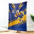 West Coast Eagles Australian Football Blanket Fierce Eagle Mascot With Indigenous Pattern Art