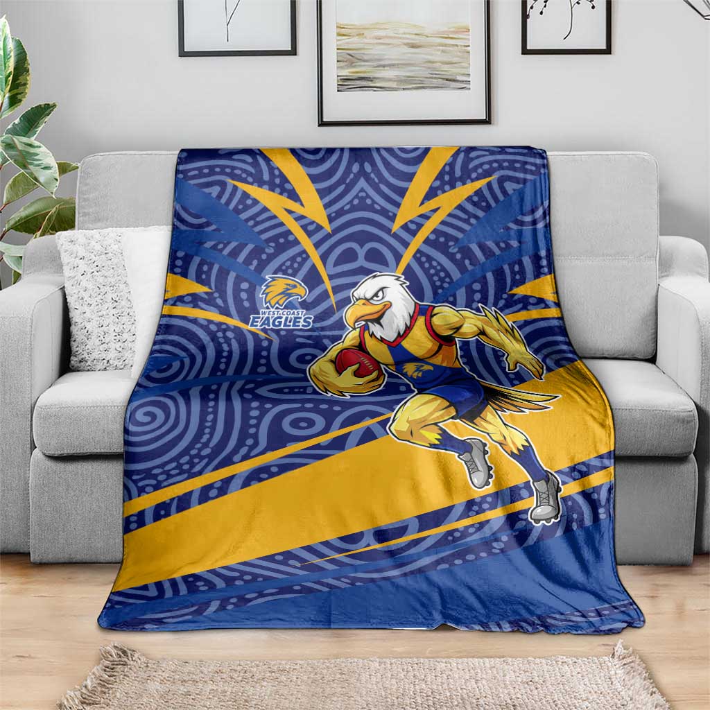 West Coast Eagles Australian Football Blanket Fierce Eagle Mascot With Indigenous Pattern Art