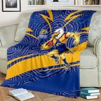 West Coast Eagles Australian Football Blanket Fierce Eagle Mascot With Indigenous Pattern Art