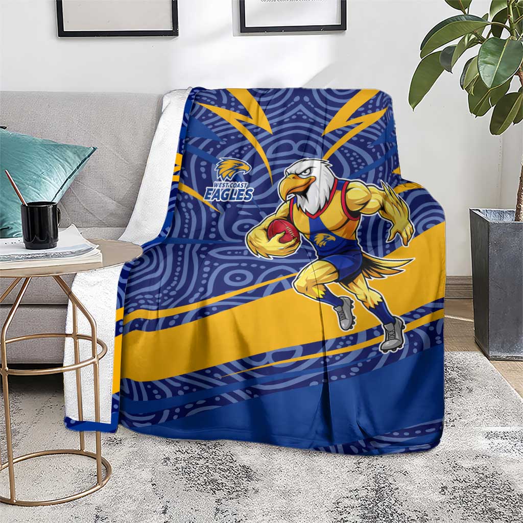 West Coast Eagles Australian Football Blanket Fierce Eagle Mascot With Indigenous Pattern Art